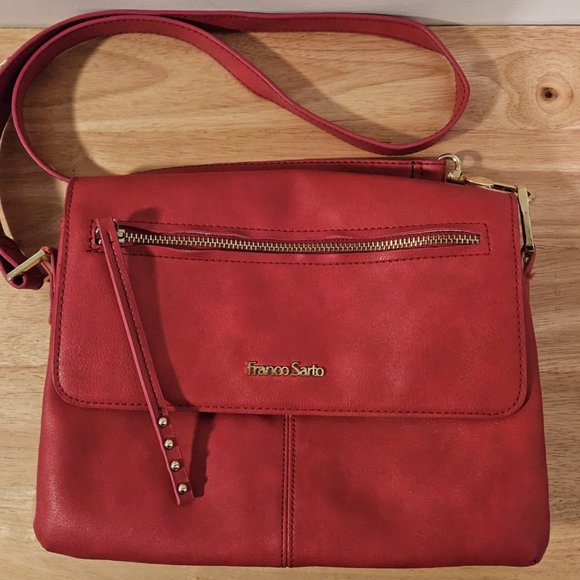 Franco Sarto Muted Red Crossbody Satchel Tote Handbag Shoulder Bag - Picture 1 of 4